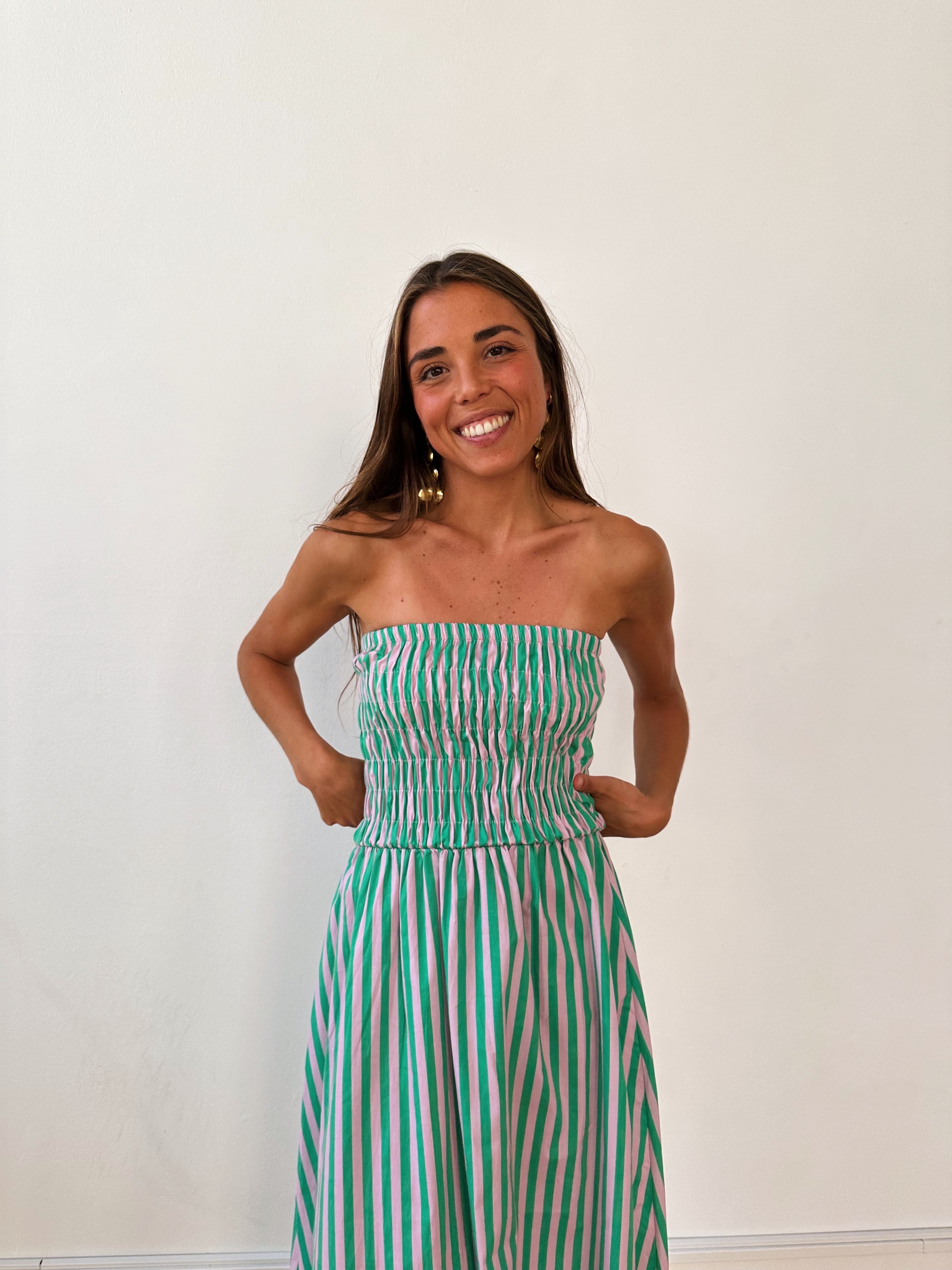 Emily Green Striped Dress