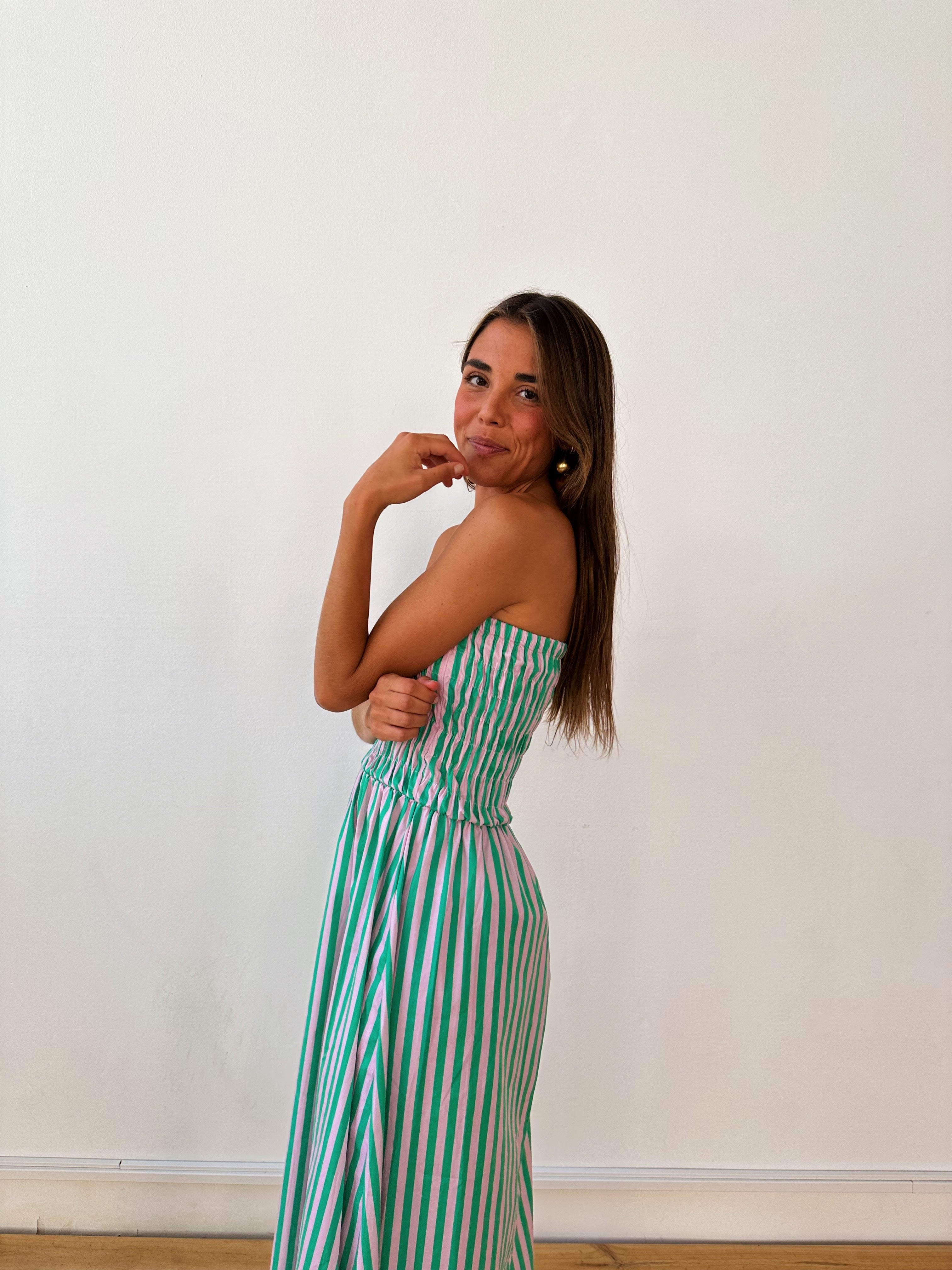 Emily Green Striped Dress