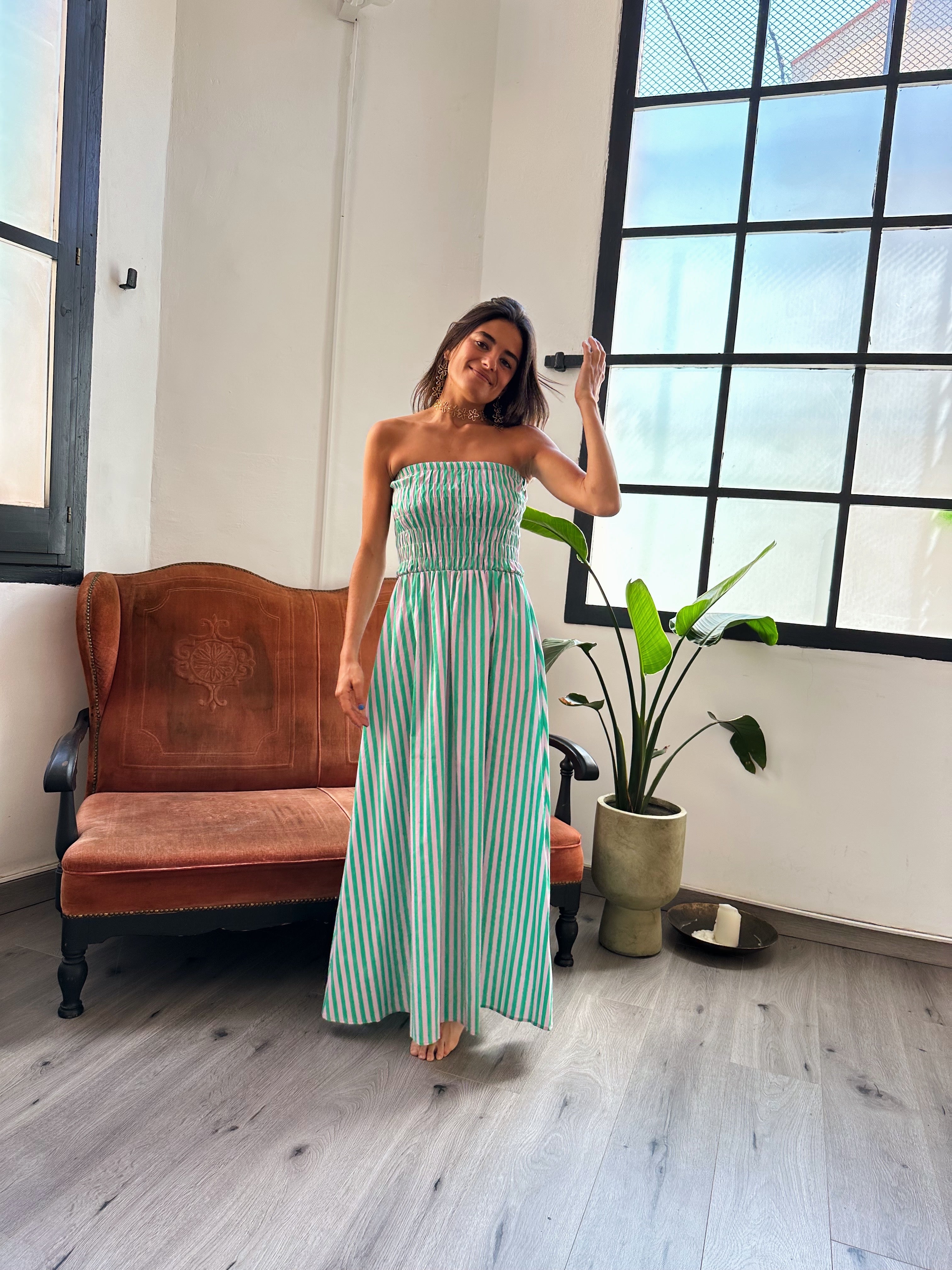 Emily Green Striped Dress