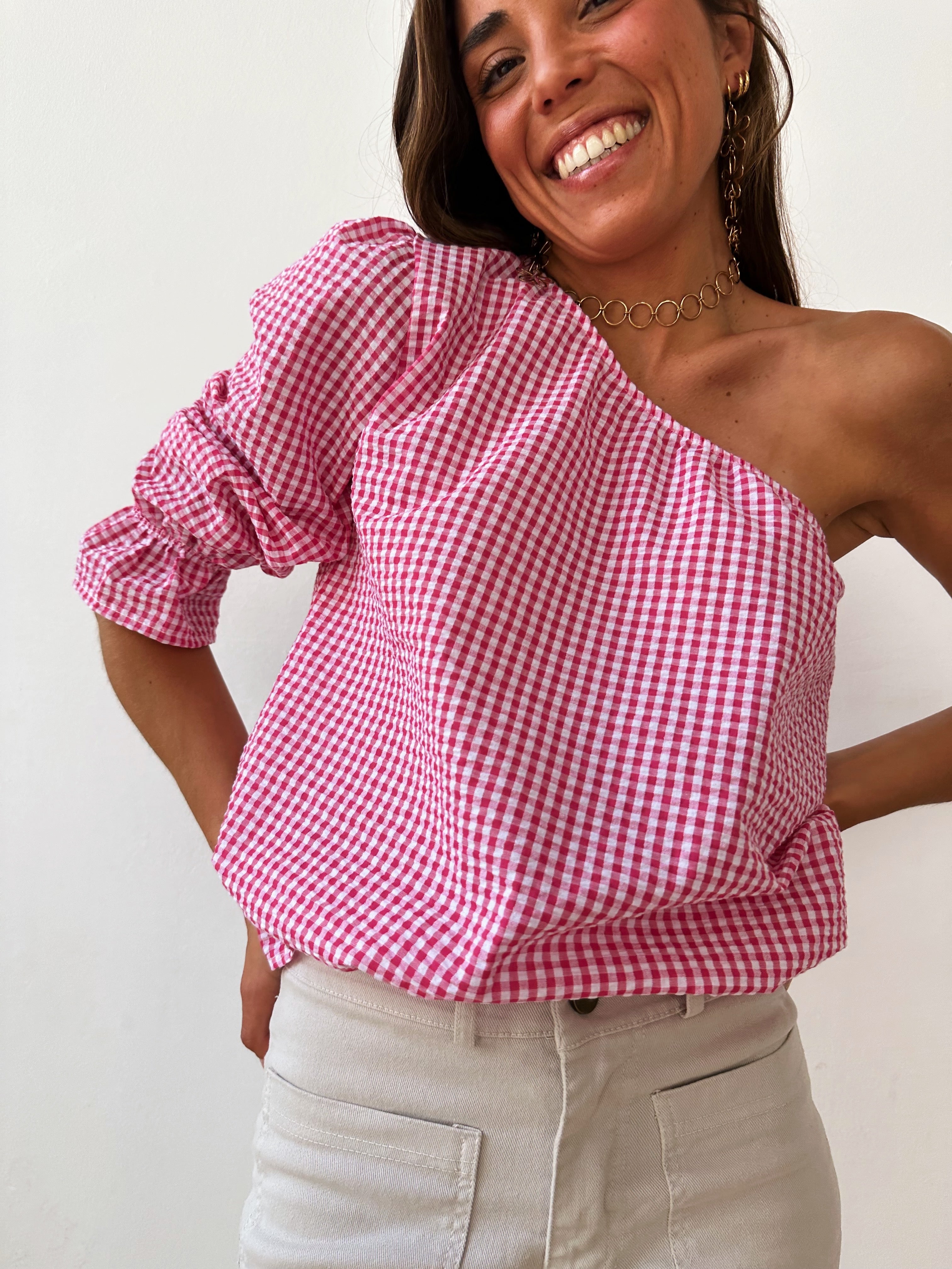 Inés Fuchsia Gingham Top