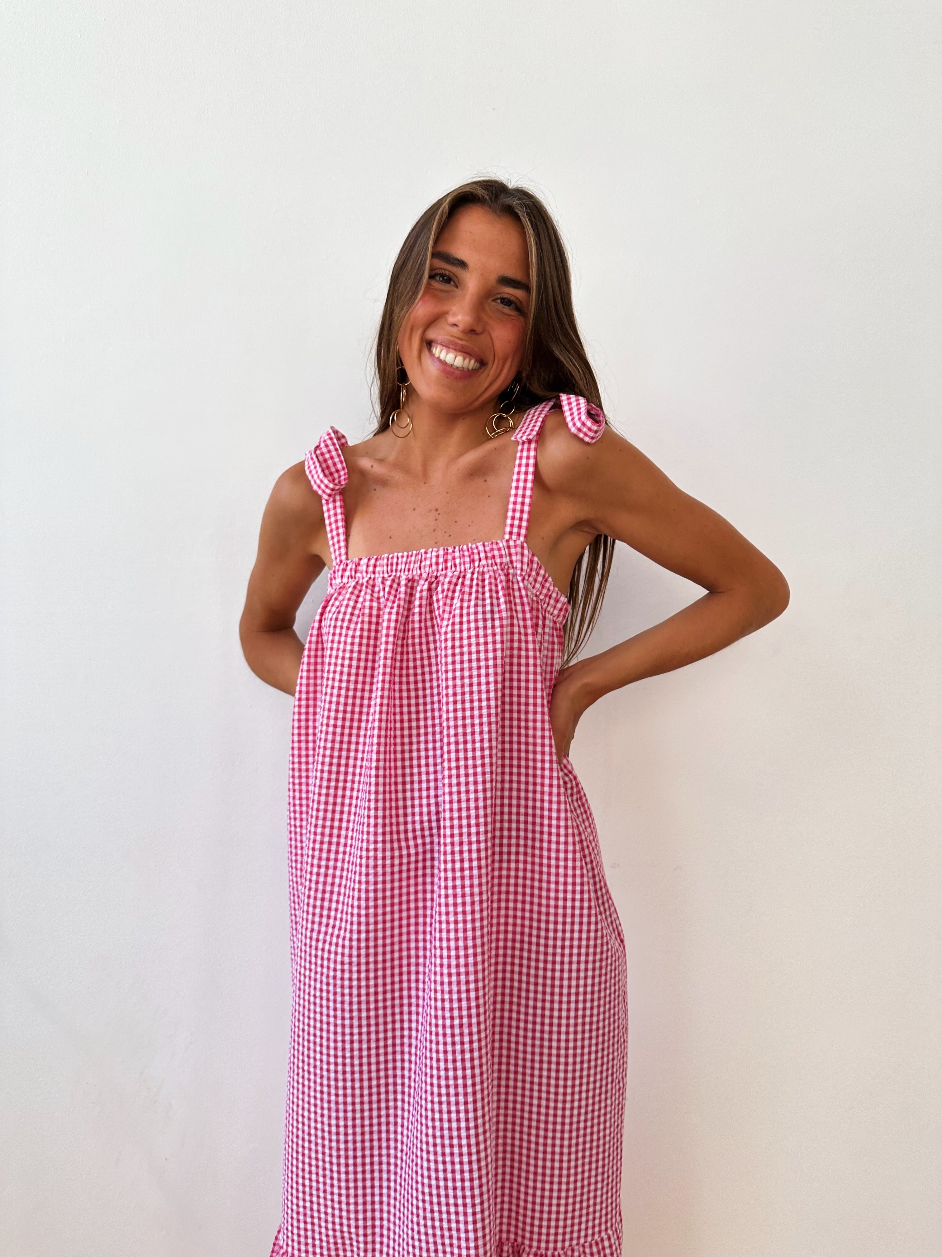 Vestido Inés Vichy Rosa