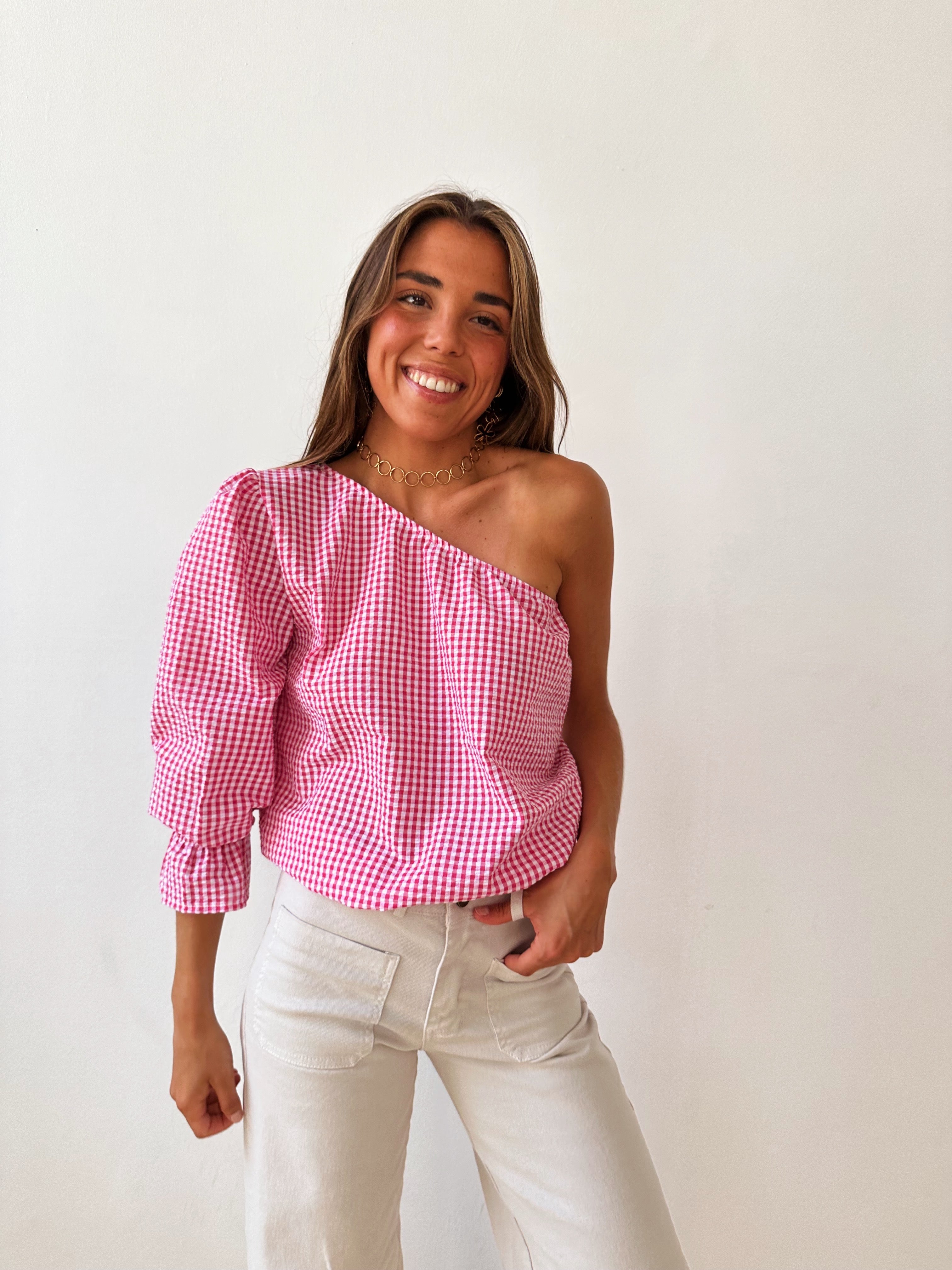 Inés Fuchsia Gingham Top