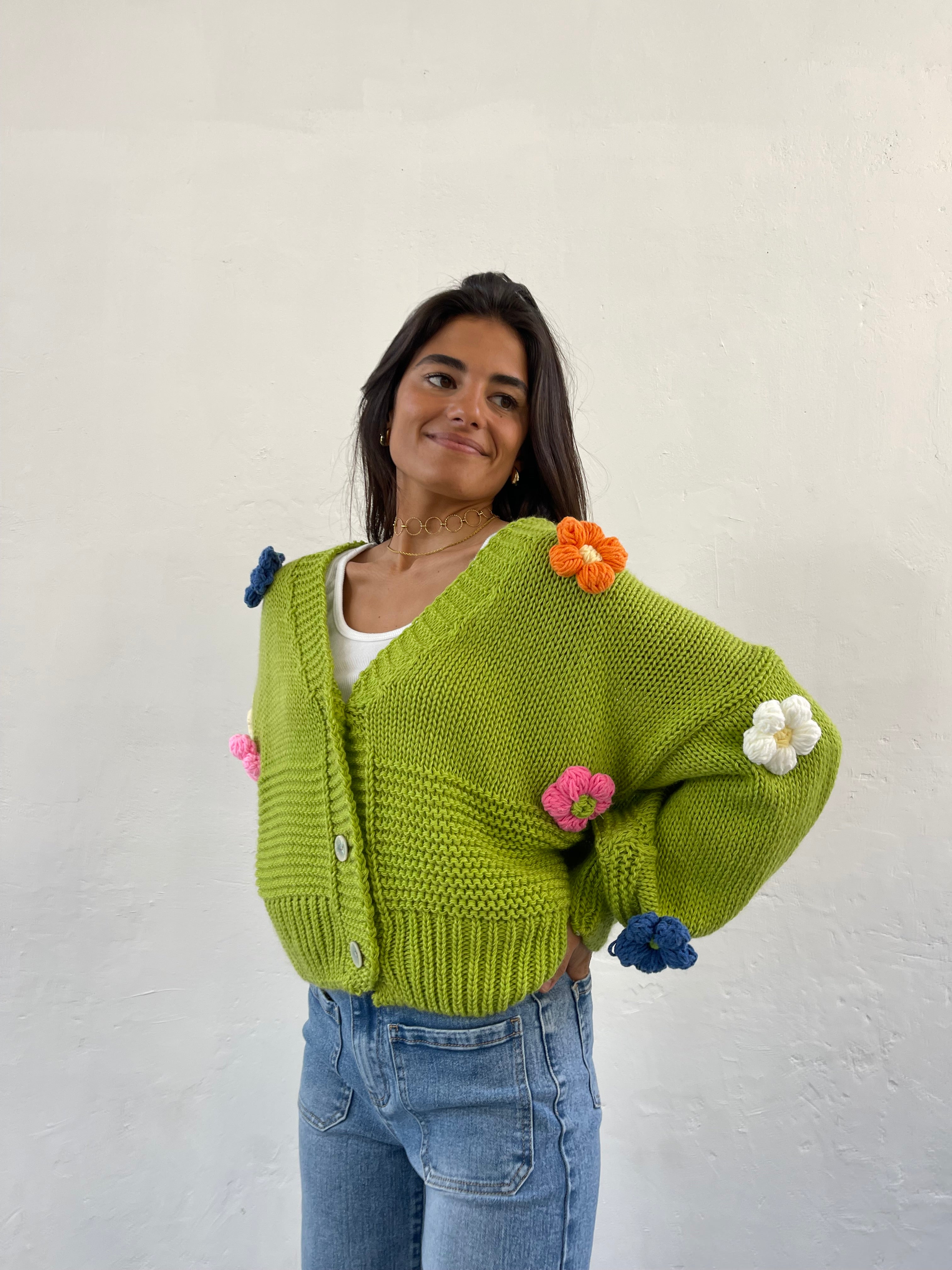 Lime Daisy Cardigan