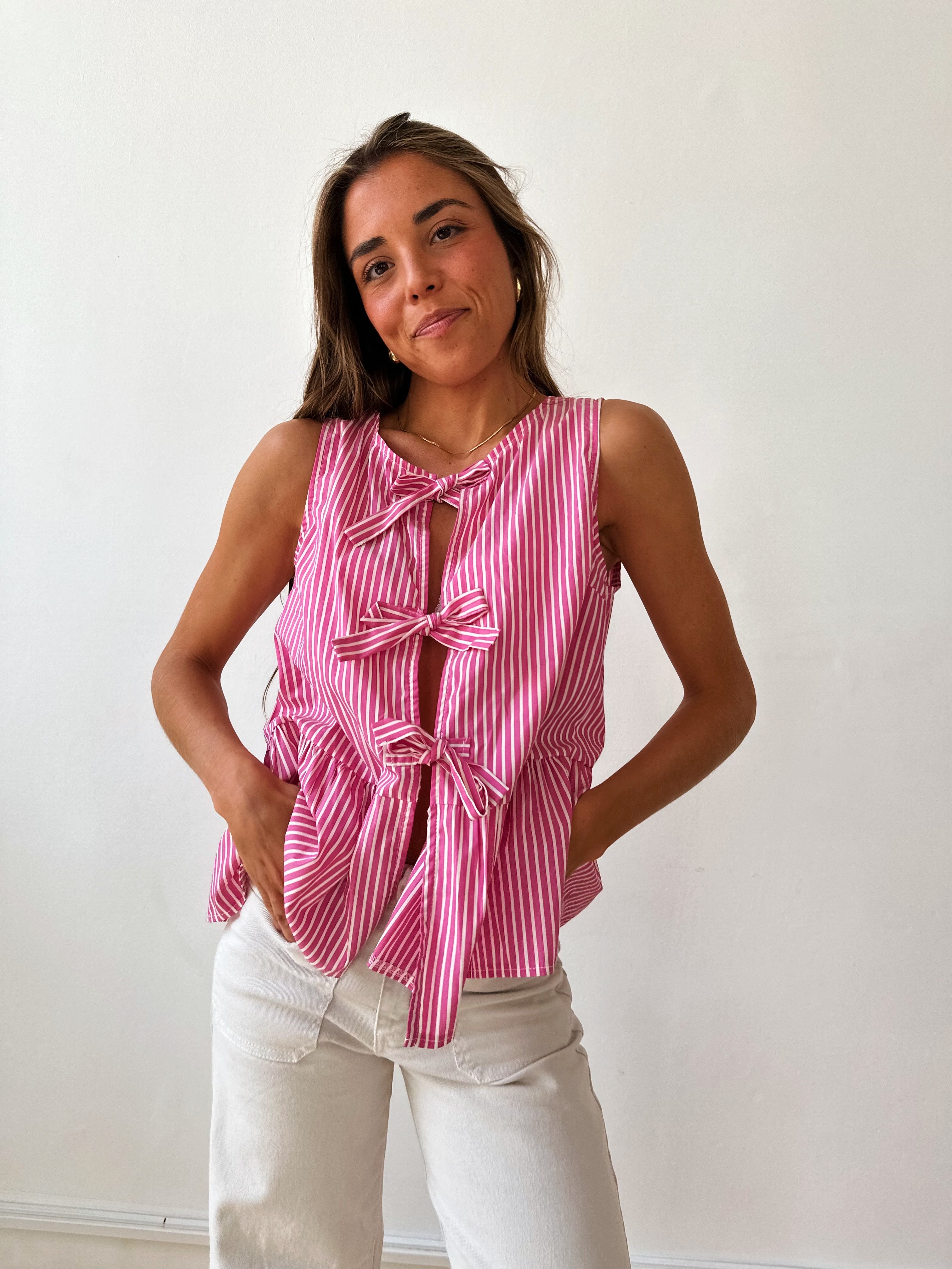 Ona Fuchsia Striped Blouse