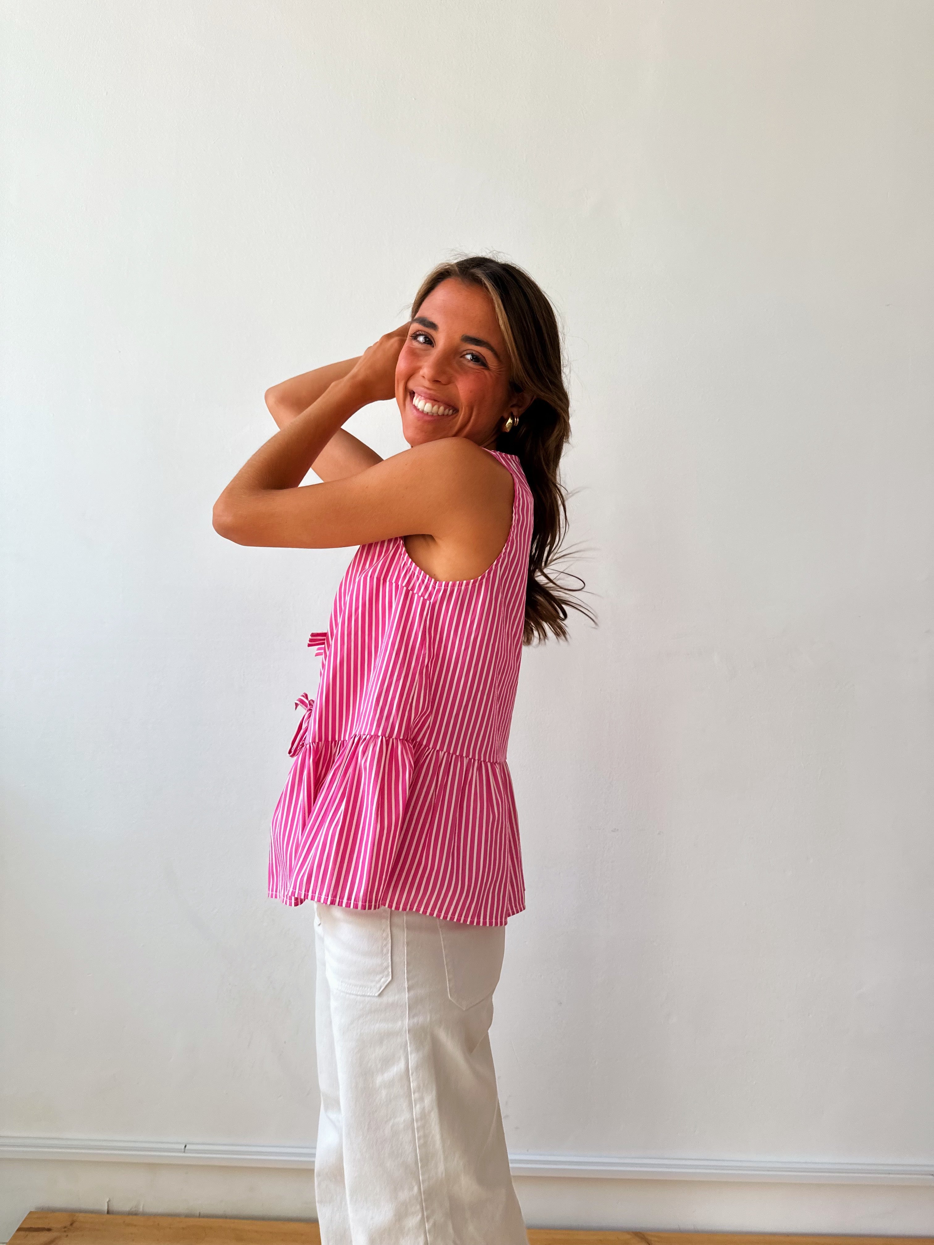 Ona Fuchsia Striped Blouse