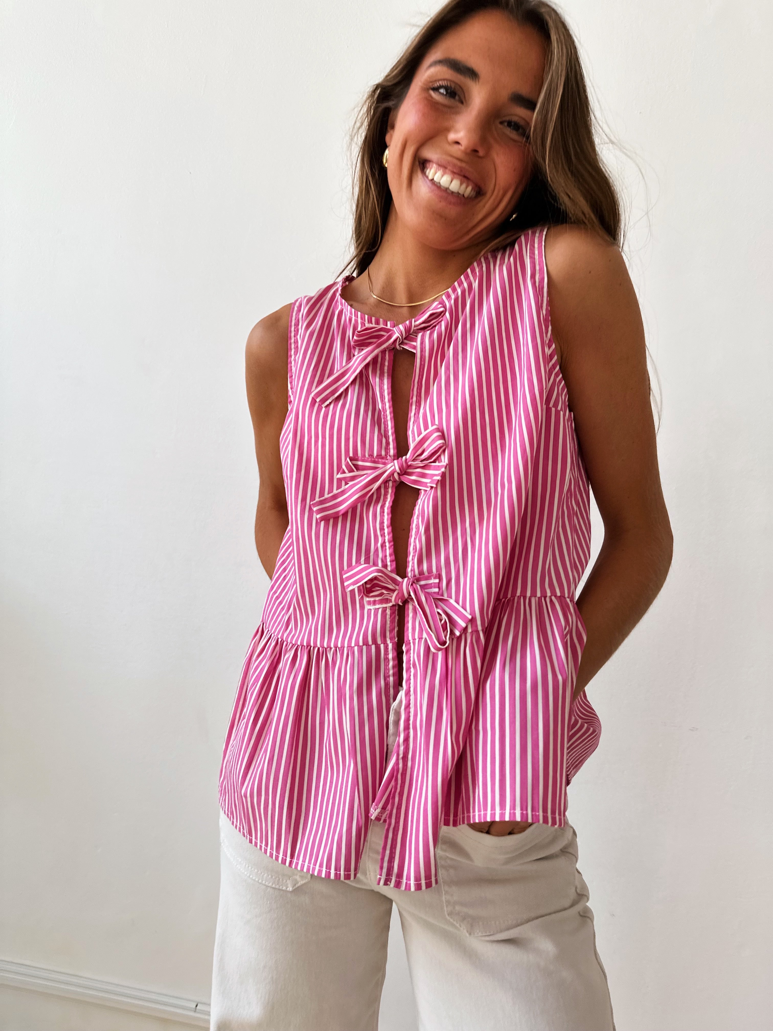 Ona Fuchsia Striped Blouse