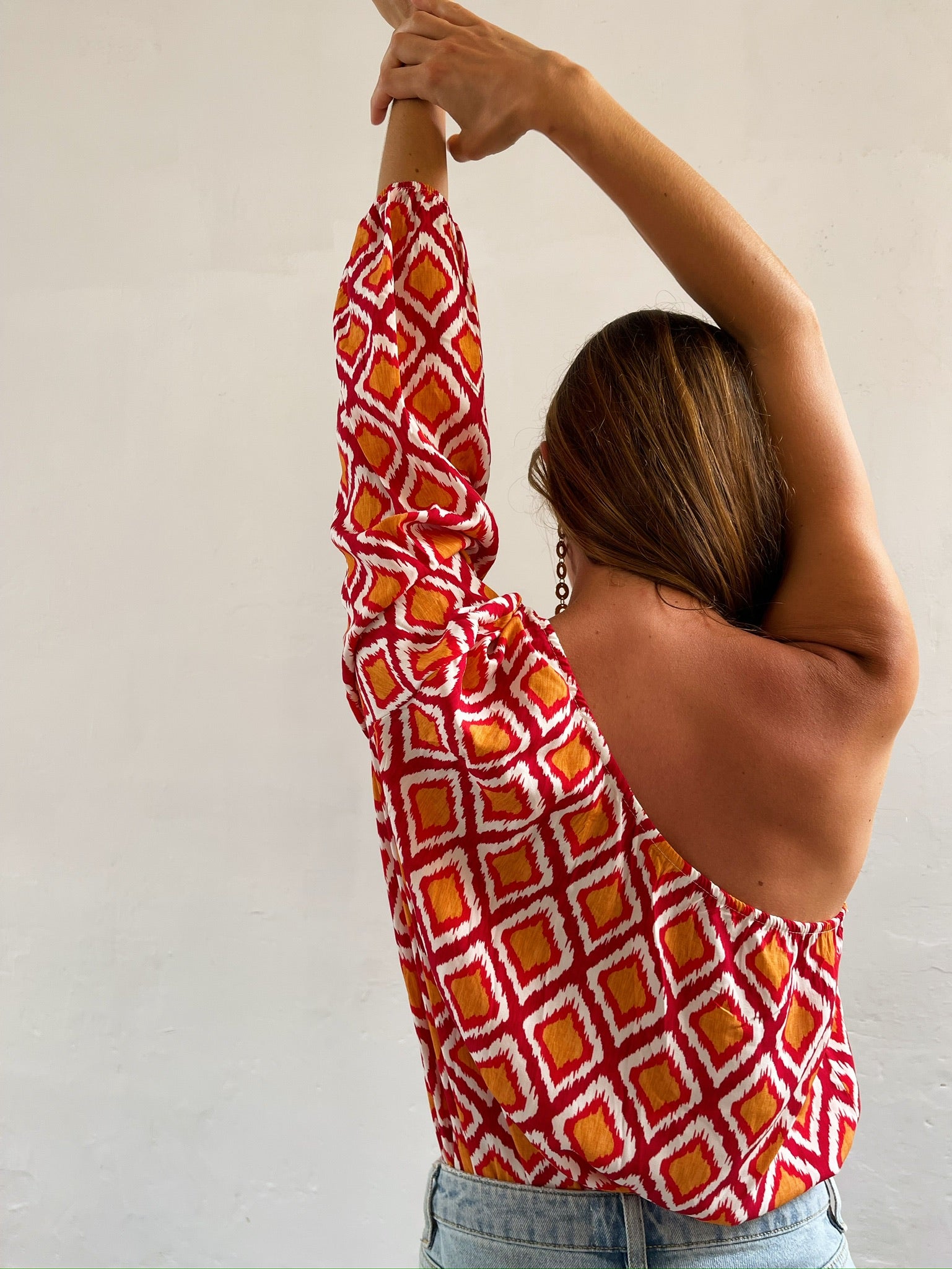 Rhombus Print Red Top