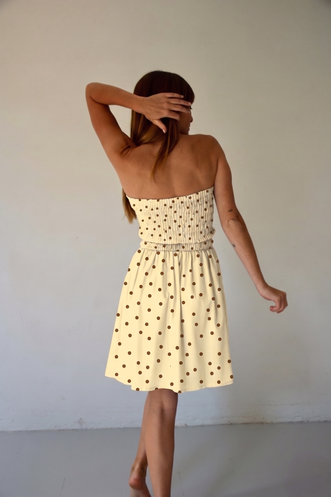 Vestido Emily Topos Amarillo Corto