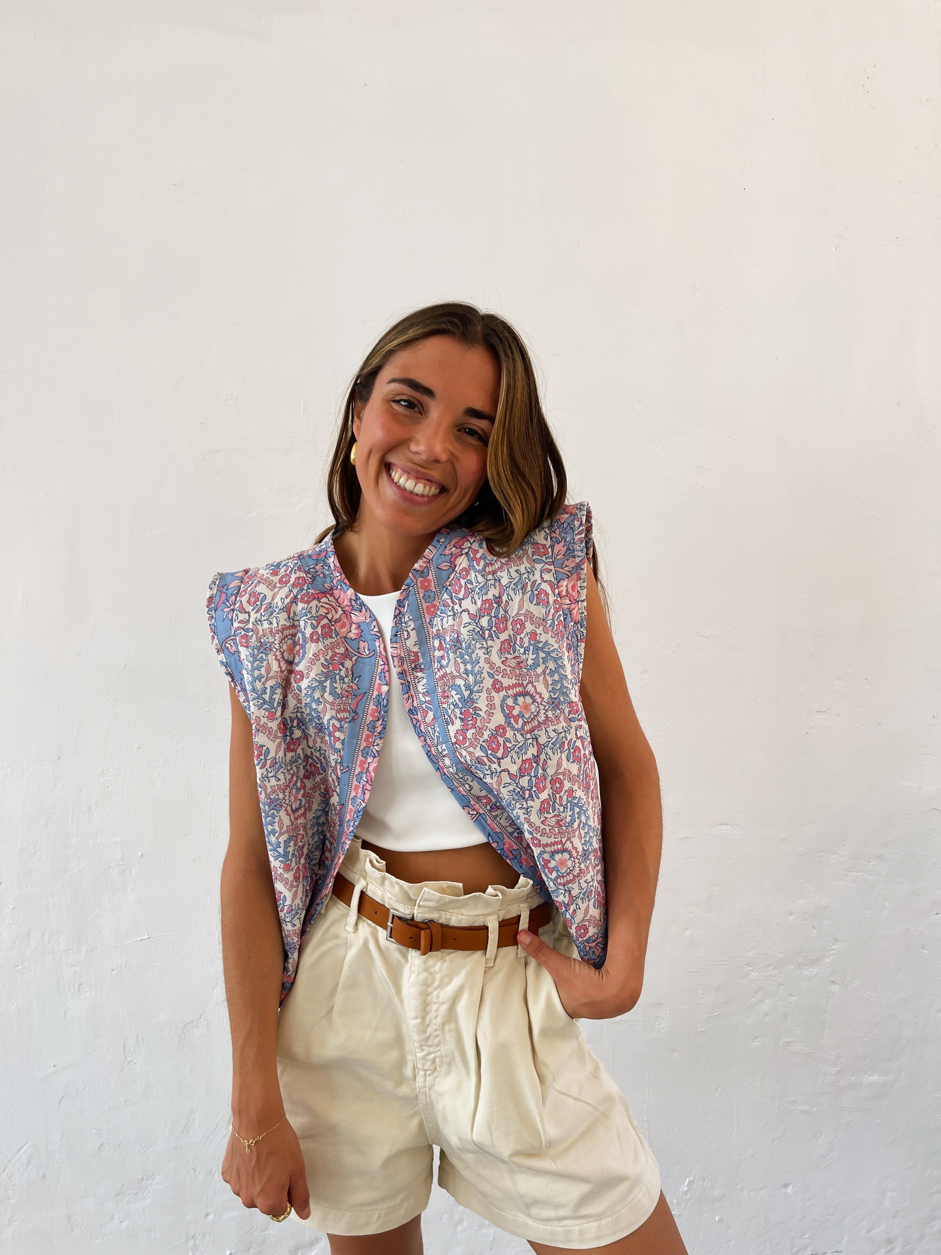 Blue Floral Vest