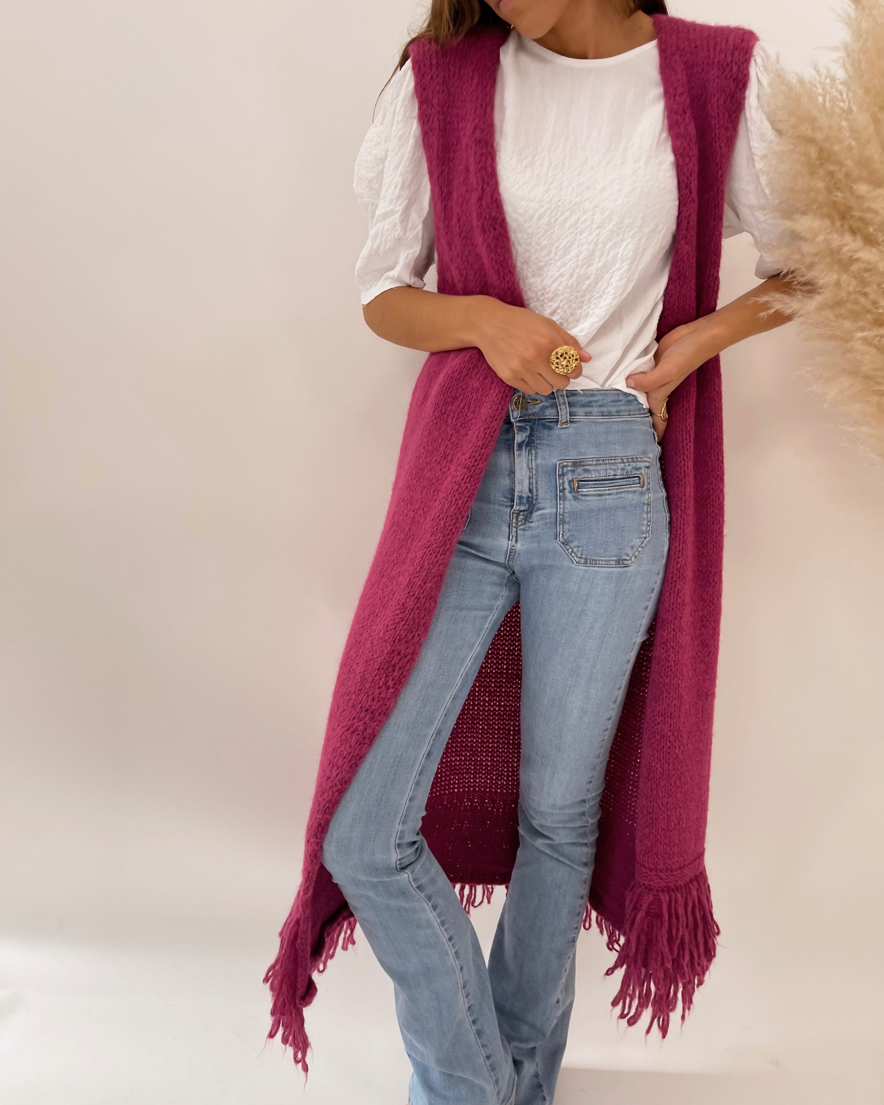 Pink Fringed Vest