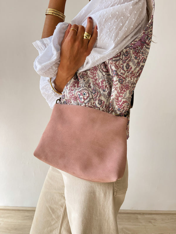 Pink Suede Shoulder Bag