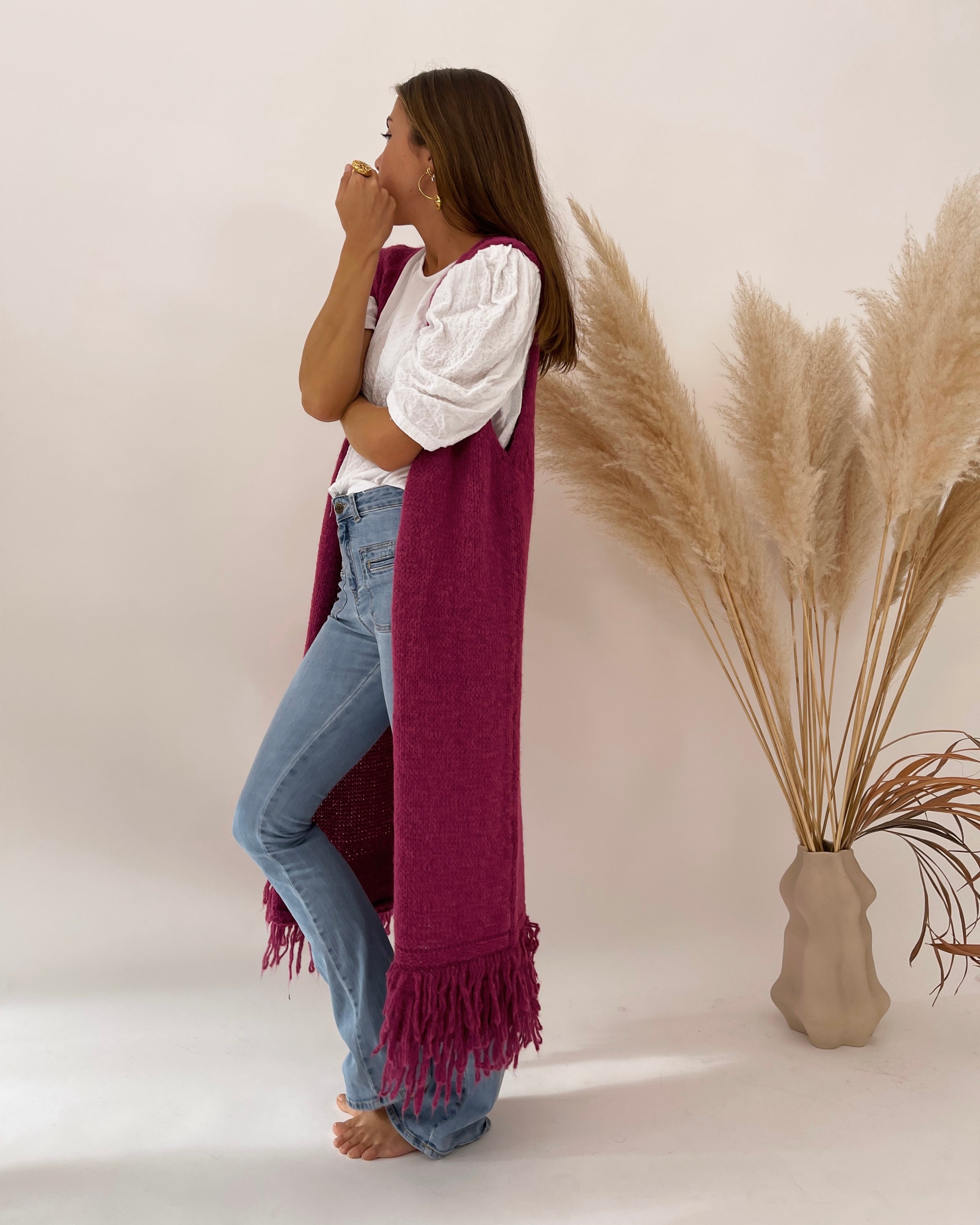 Pink Fringed Vest