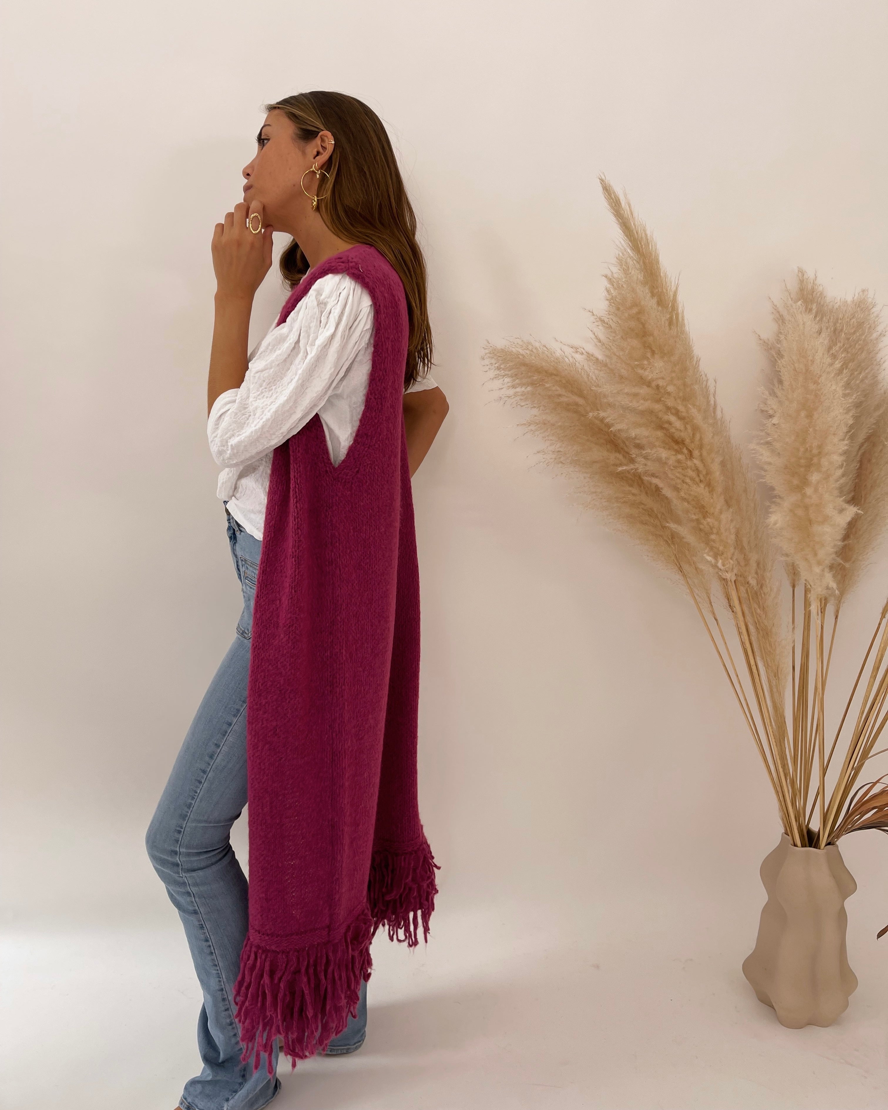 Pink Fringed Vest