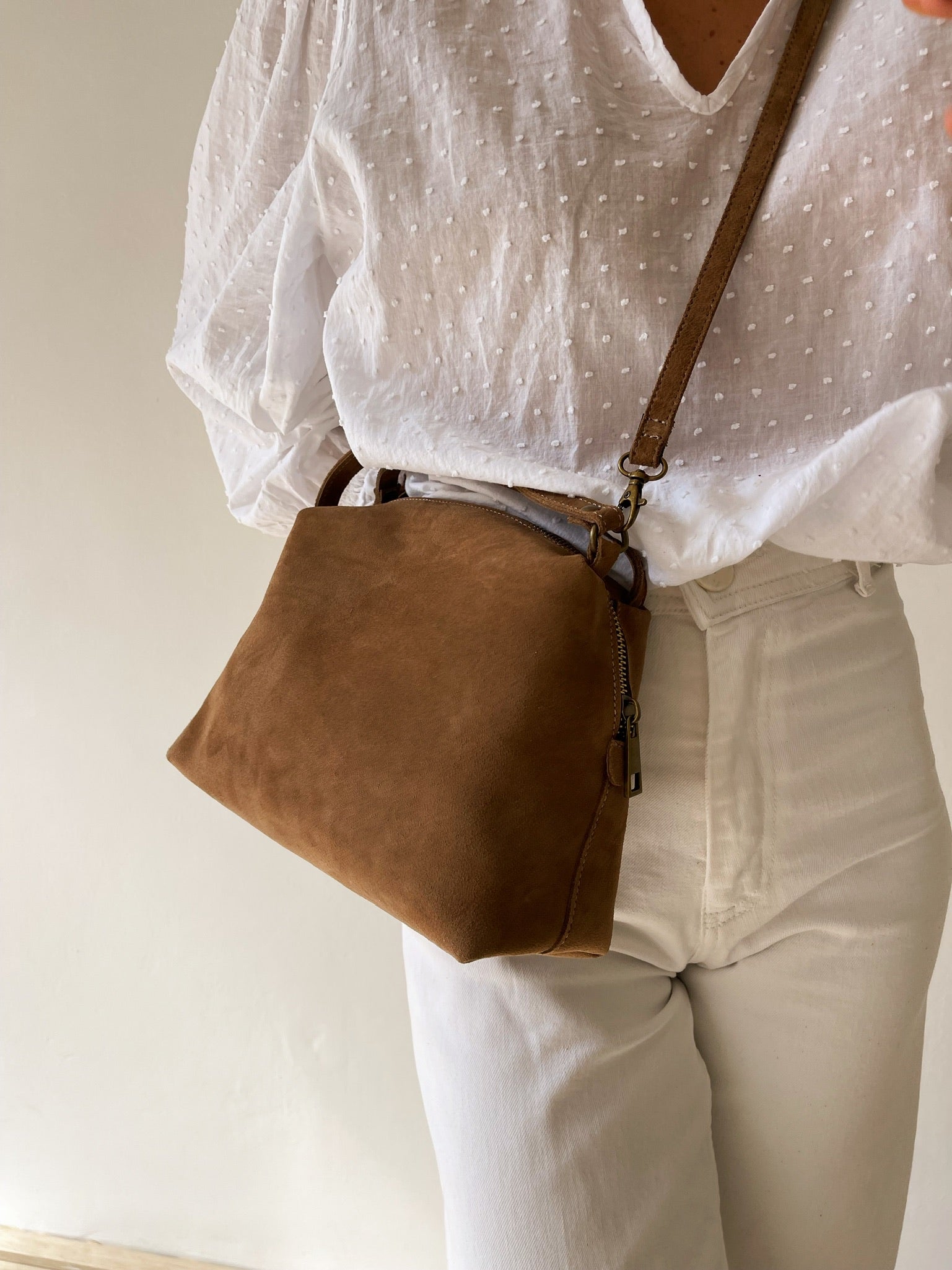 Big Suede Taupe Shoulder Bag