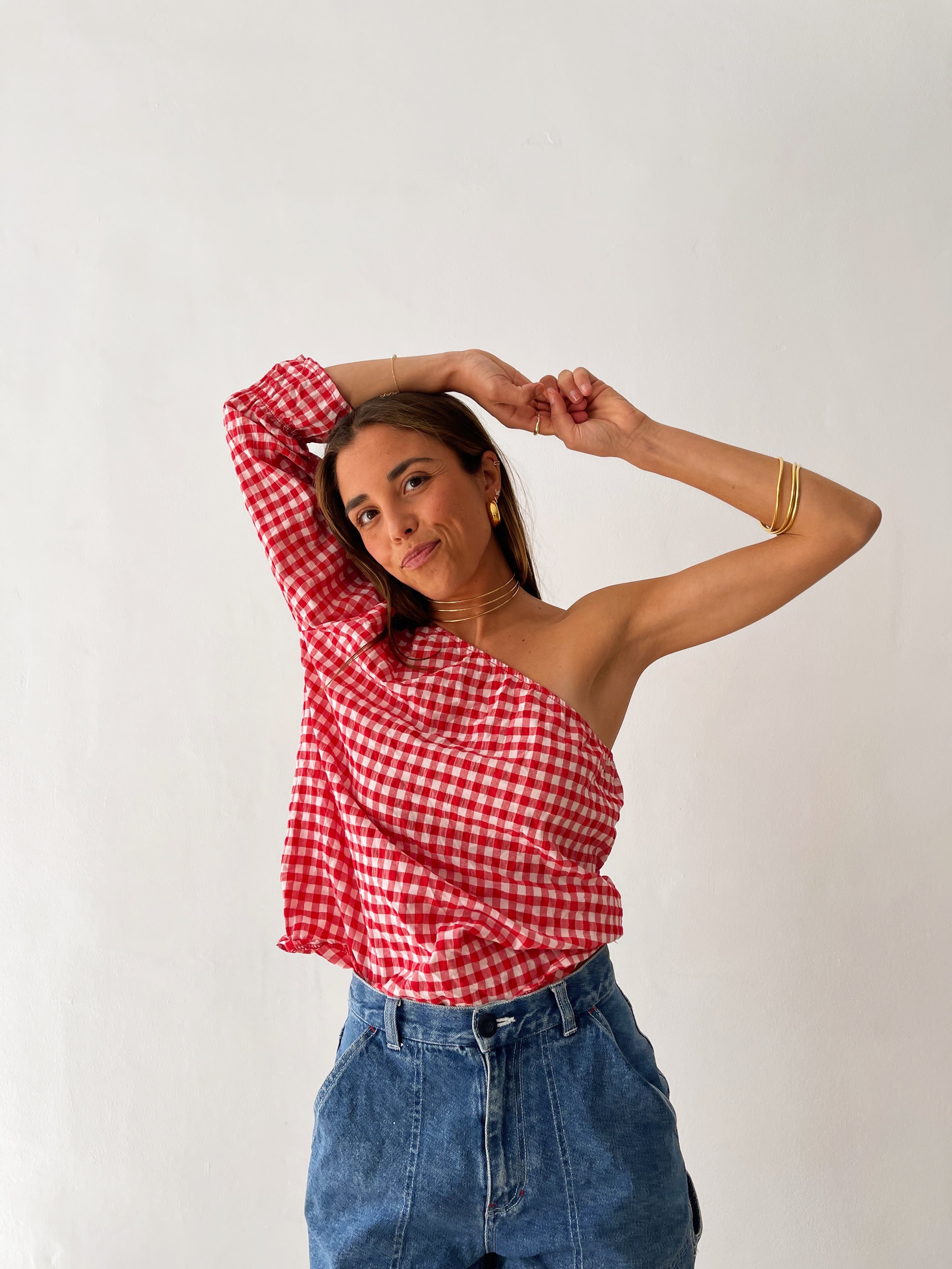 Red Vichy Top