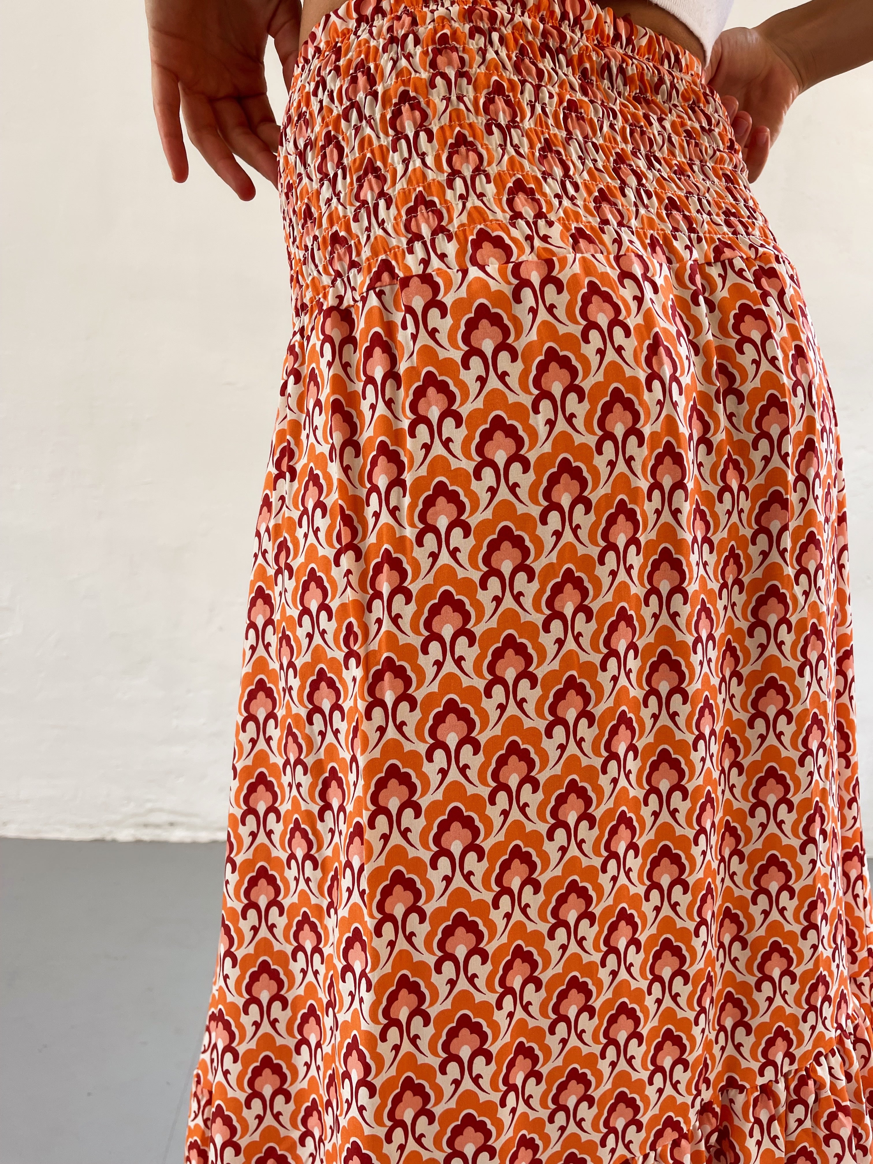 Orange Floral Skirt