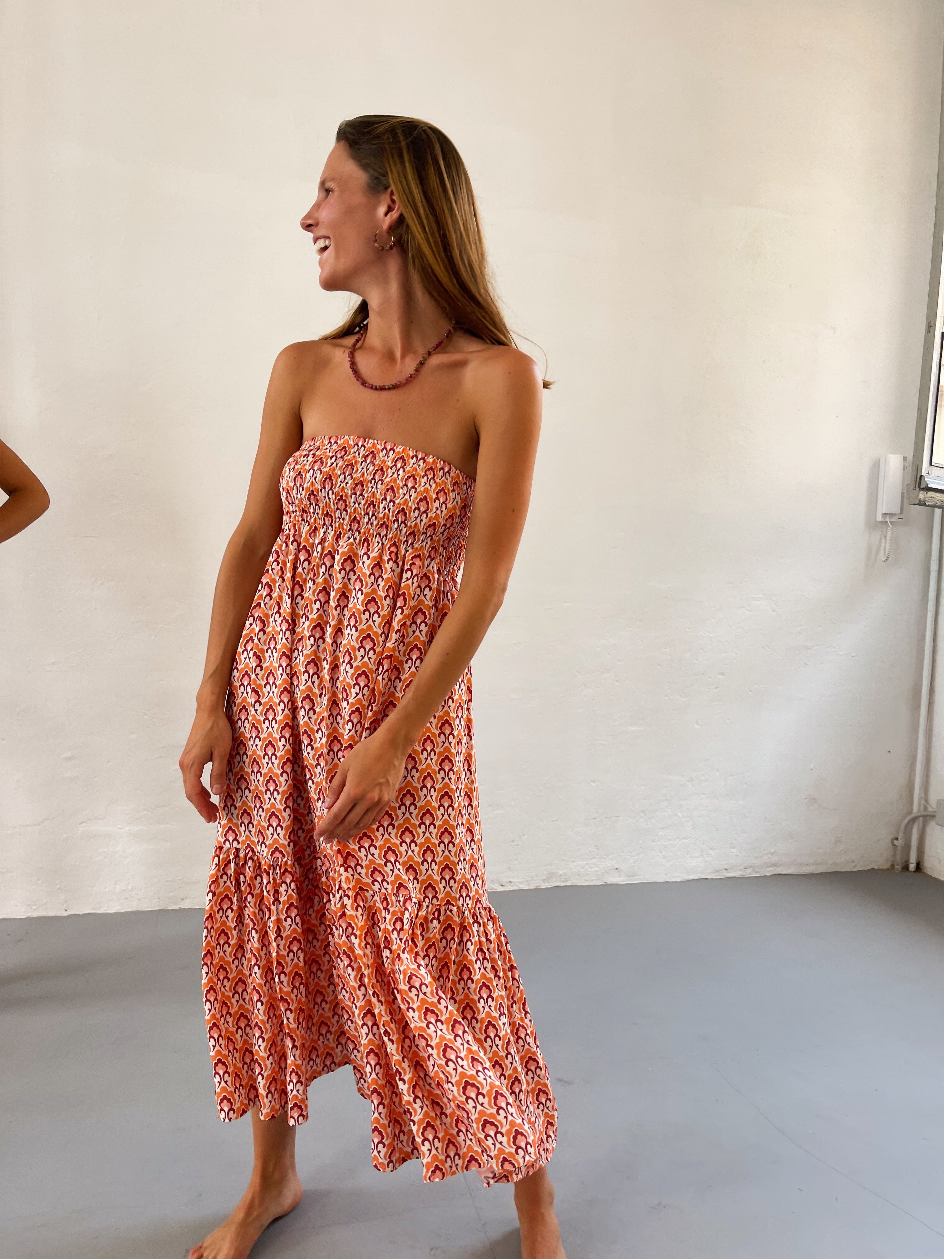 Orange Floral Skirt