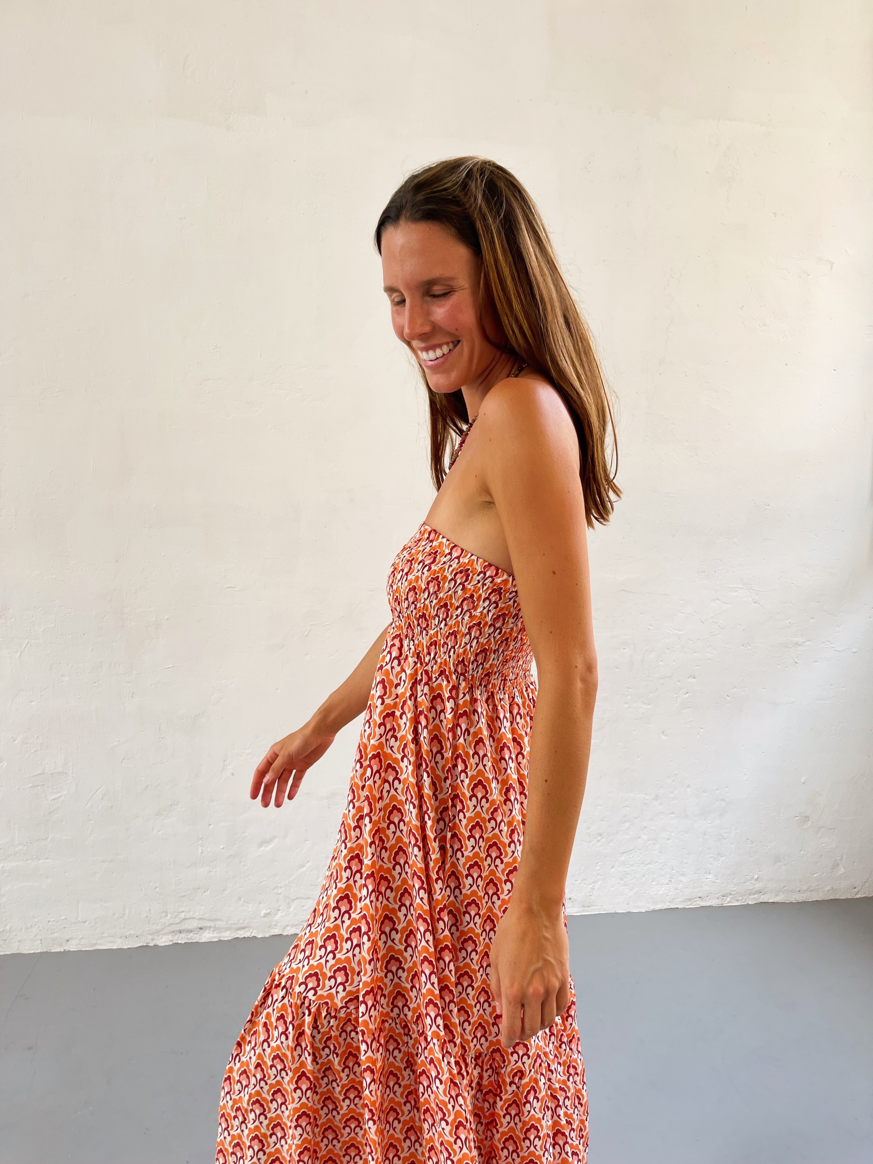 Orange Floral Skirt