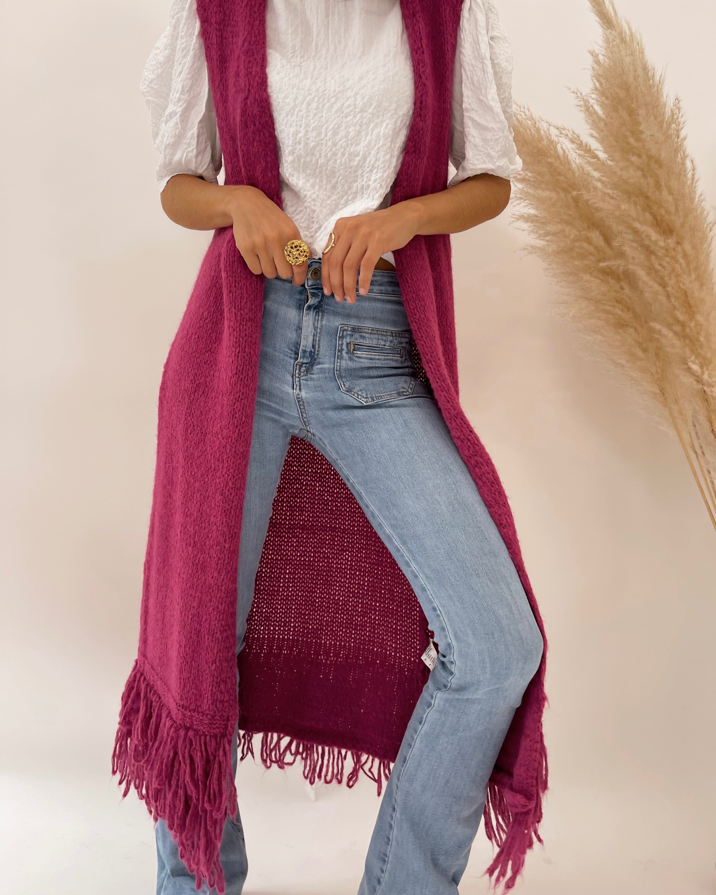 Pink Fringed Vest