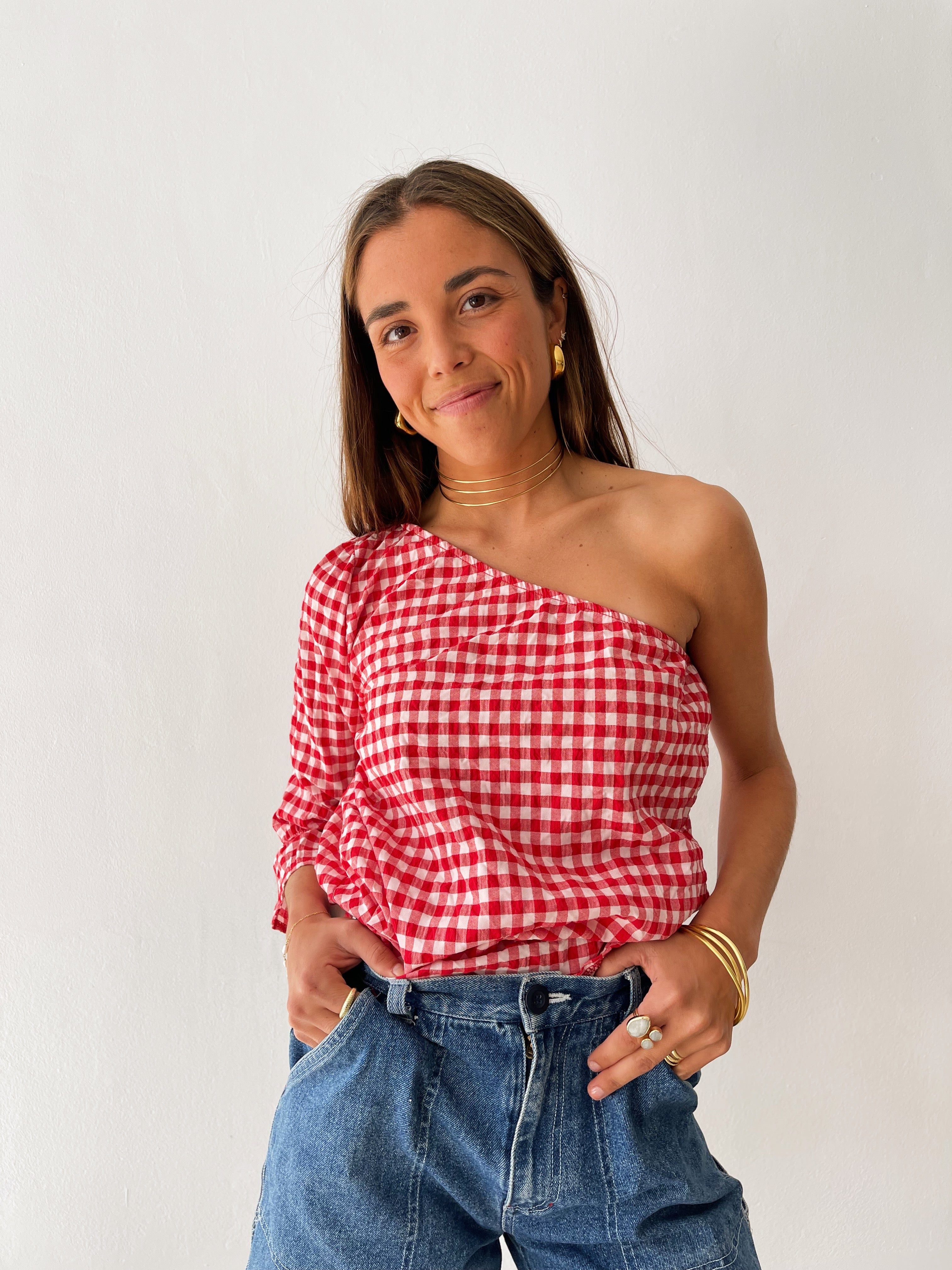 Red Vichy Top